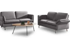Belen Ledersofa grau 2 Sitzer