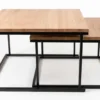 Couchtisch Set quadratisch massiv eiche mit Metallgestell