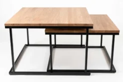Couchtisch Set quadratisch massiv eiche mit Metallgestell