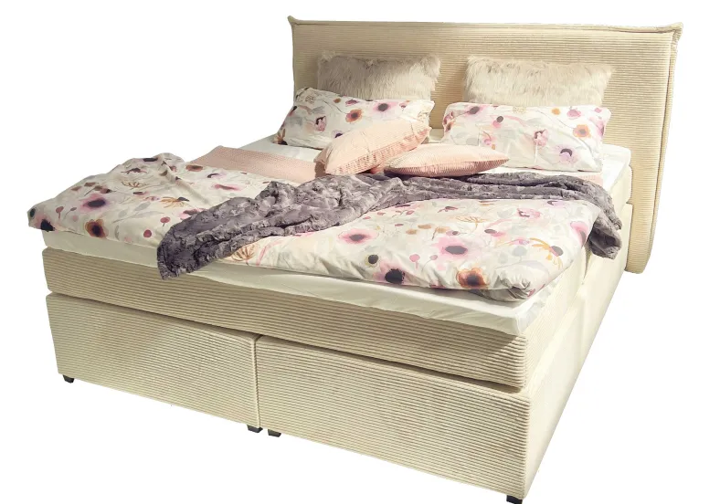 Gina Boxspringbett 180x200 cm Breitcord beige