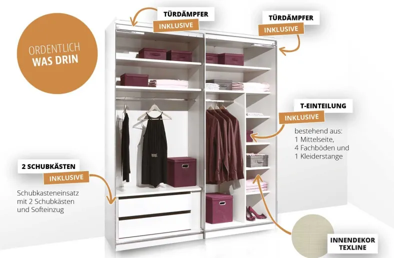 Includo Kleiderschrank Hochglanz