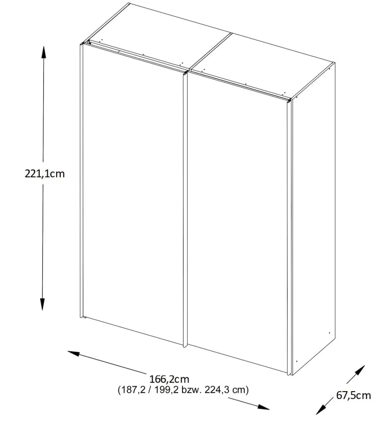 Includo Schwebetürenschrank mit Spiegel