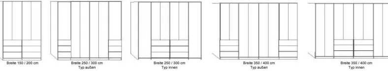 Kansas Kleiderschrank mit Schubladen 400 cm