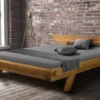 Powerwood rustikales Balkenbett massiv Eicheoptik