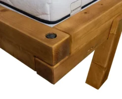 Powerwood rustikales Balkenbett massiv Eicheoptik