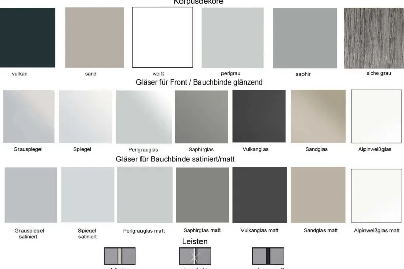 Sonate Pesaro Kleiderschrank Glasfront B249 cm