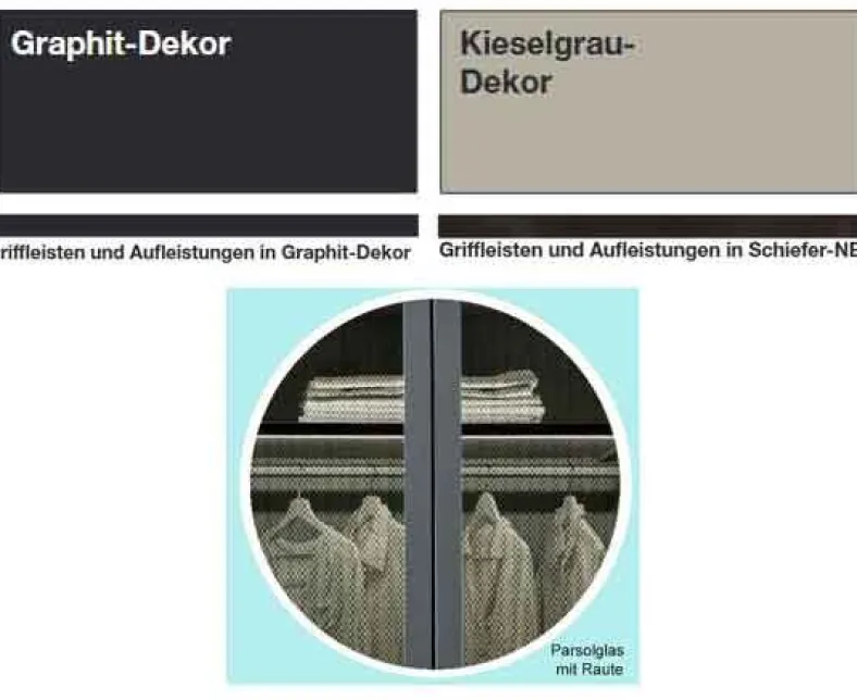 Split Schwebetürenschrank grau