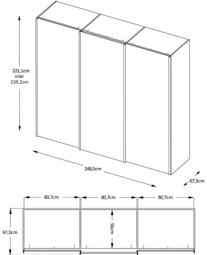 Staud Sinfonie Plus Schwebetürenschrank Glas
