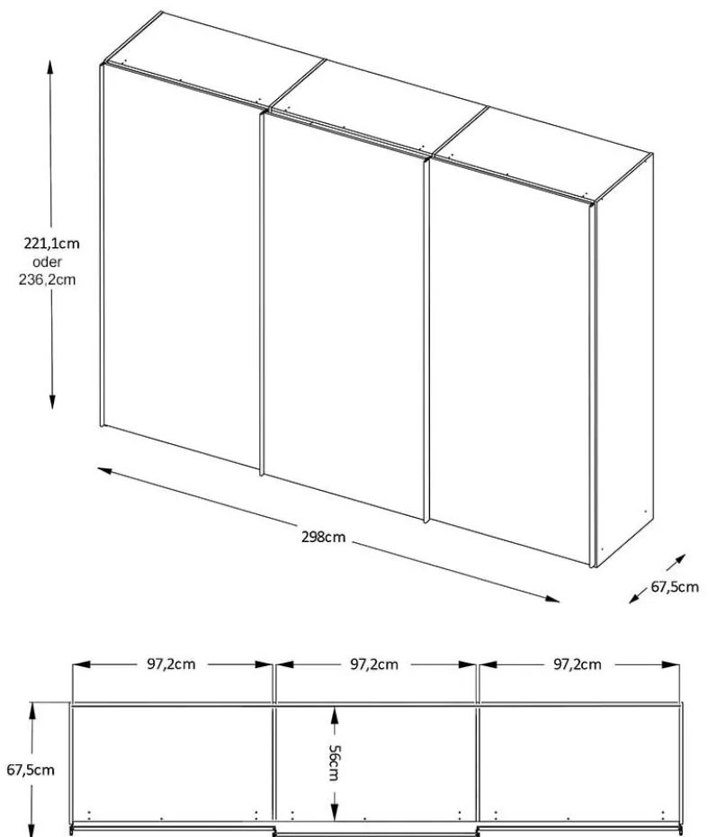 Staud Sinfonie Plus Schwebetürenschrank Glas
