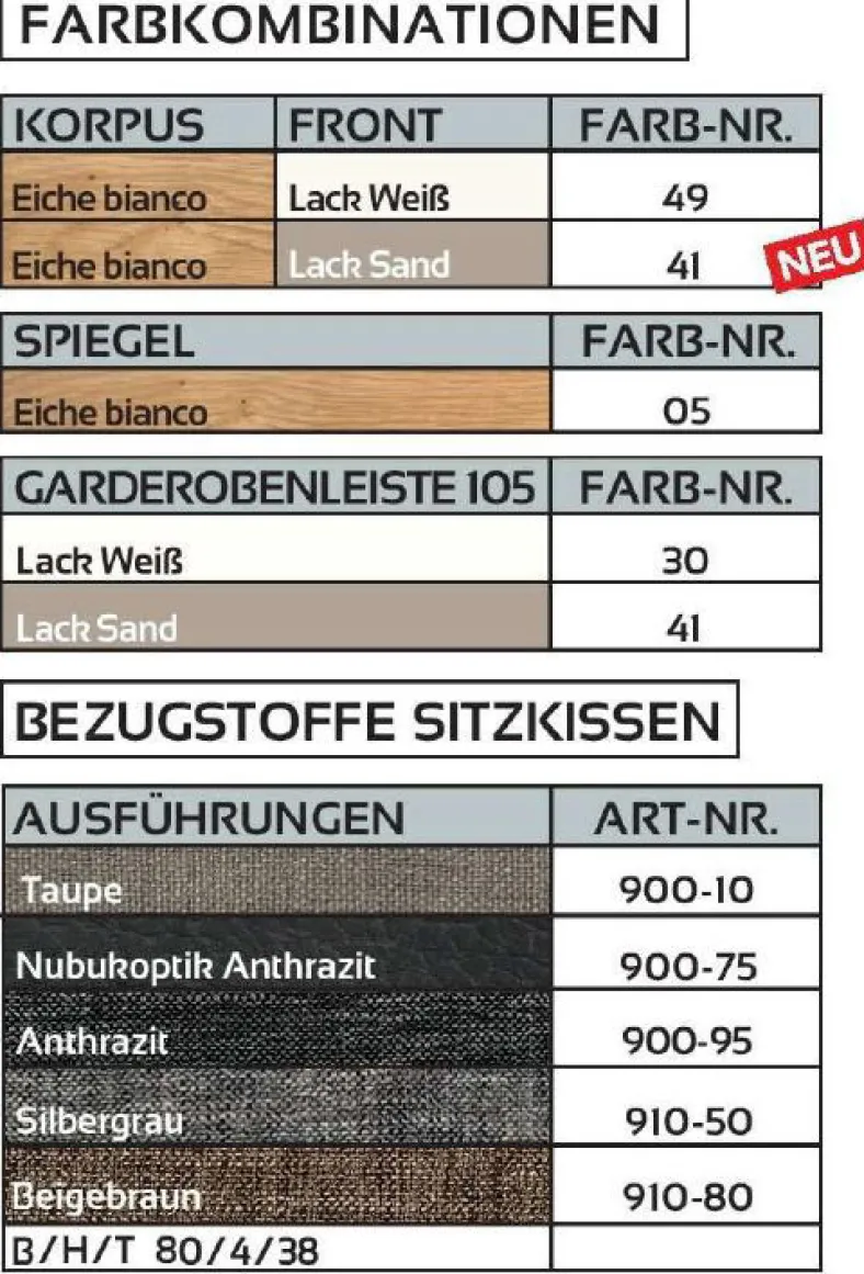 V100 Flurgarderobe mit Sitzbank